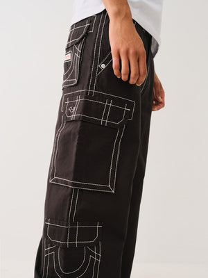 True Religion Big T Cargo Pants Baggy Black-True Religion