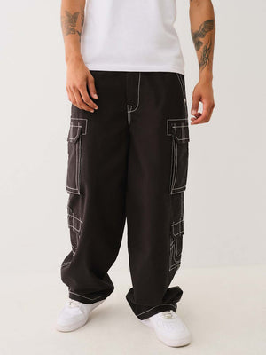 True Religion Big T Cargo Pants Baggy Black-True Religion