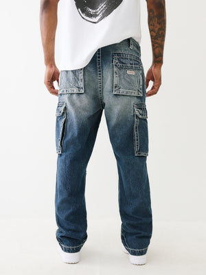True Religion Big T Cargo Pants Denim El Estor Medium Wash-True Religion