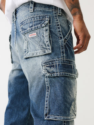 True Religion Big T Cargo Pants Denim El Estor Medium Wash-True Religion