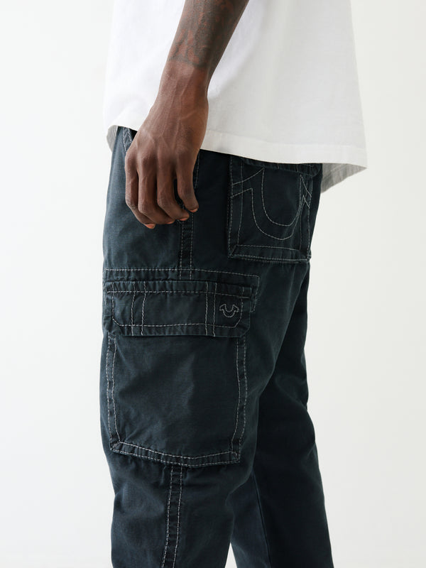 True Religion Cargo Pants Washed Non Denim Jet Black