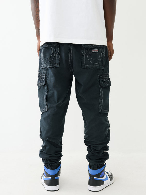 True Religion Cargo Pants Washed Non Denim Jet Black