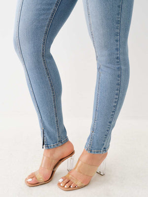 True Religion Jumpsuit Denim Zip Fitted Blue-True Religion