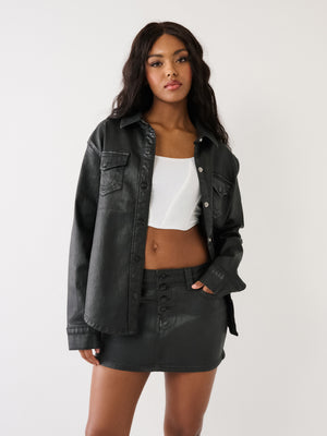 True Religion Georgia Shirt Ladies Coated Black-True Religion