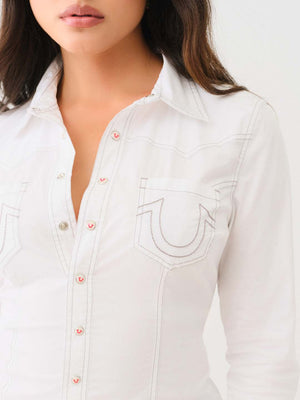 True Religion Contour Shirt Ladies Western Optic White-True Religion