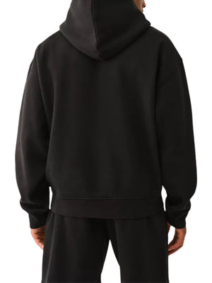 True Religion Cinched Applique Pullover Hood Jet Black