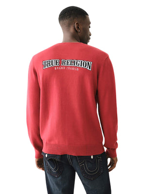 TRUE RELIGION SWEATERS SRS CREWNECK SWEATER RED DAHLIA-True Religion