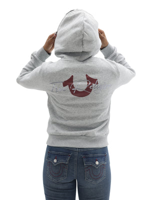 TRUE RELIGION FOIL HS ZIP HOODIE HEATHER GREY-True Religion