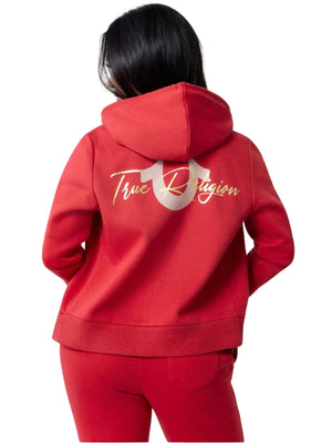 TRUE RELIGION FOIL HS ZIP HOODIE JESTER RED-True Religion