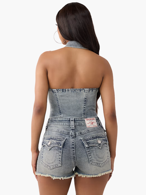 True Religion Jumpsuit Jennie Halter Romper Medium Vintage