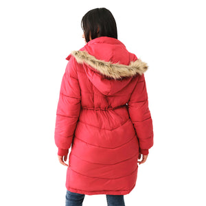 TRUE RELIGION FUR LINED HOODED PUFFER JACKET APPLE RED-True Religion