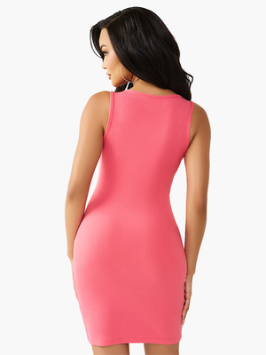 True Religion Dress Rib Lace Up Mini Dre Pink