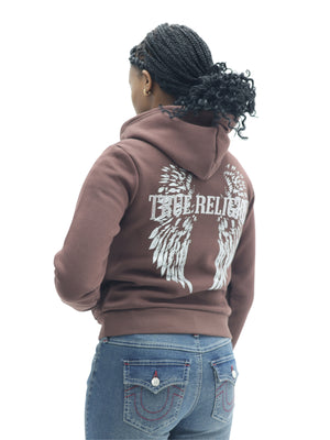 TRUE RELIGION CRYSTAL WING HS ZIP HOODIE DEEP MAHOGANY-True Religion