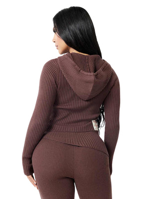 TRUE RELIGION TWO WAY ZIP SWEATER HOODIE DEEP MAHOGANY-True Religion