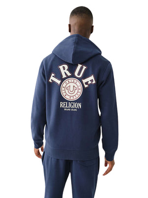TRUE RELIGION TRUE COLLEGE ZIP HOODIE DRESS BLUE-True Religion
