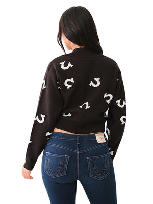 TRUE RELIGION NOTCH COLLAR HS SWEATER JET BLACK-True Religion