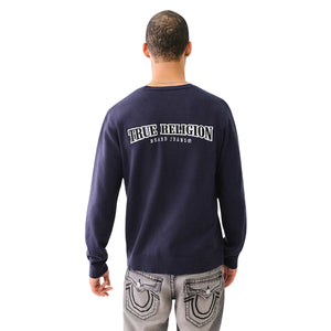 TRUE RELIGION SWEATERS SRS CREWNECK SWEATER DRESS BLUE-True Religion