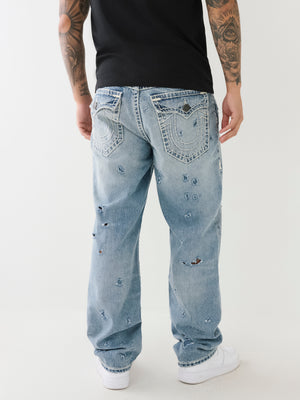 True Religion Bobby Jeans Baggy Benthos Rips Light Wash-True Religion