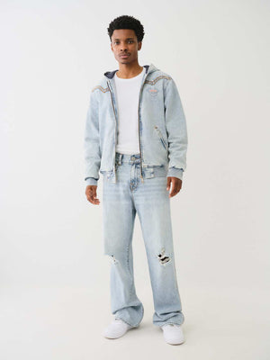 True Religion Vinny Jeans Sideseam Gene Rips Light Wash-True Religion