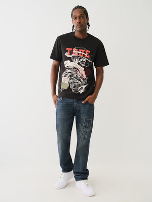 True Religion Rick Flap Jeans Sashiko Draco Dark Wash-True Religion