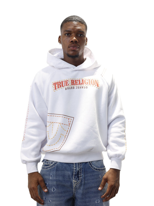 True Religion Printed Big T Hoodie Optic White