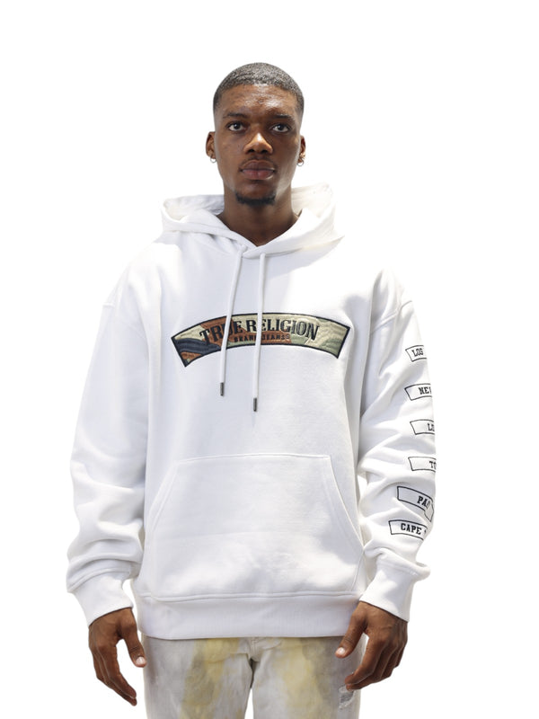 True Religion Relaxed Hoodie Embro Optic White