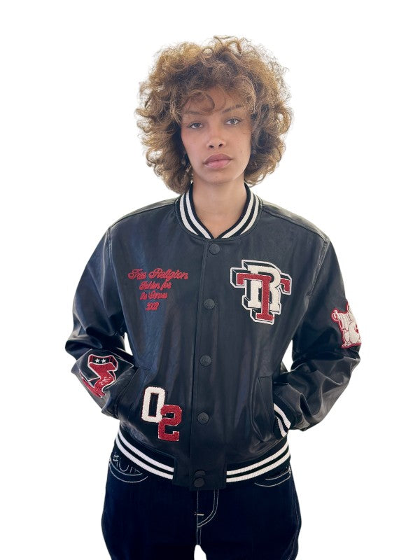 True Religion Jacket Varsity Logo Jet Black