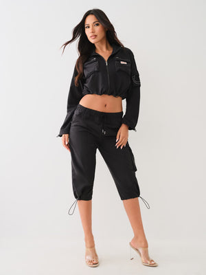 True Religion Pants Ladies Cropped Capri Black-True Religion