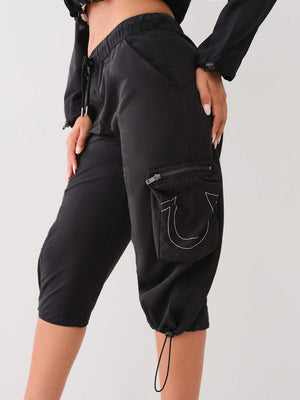 True Religion Pants Ladies Cropped Capri Black-True Religion