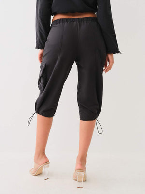 True Religion Pants Ladies Cropped Capri Black-True Religion