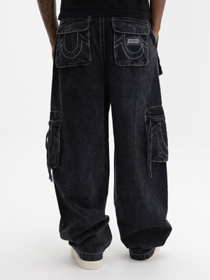 True Religion Cargo Pants Big T Fashion Black