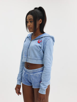 True Religion Wash Shrunken Zip Hoodie Big T Pacific Coast-True Religion