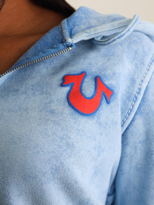 True Religion Wash Shrunken Zip Hoodie Big T Pacific Coast-True Religion