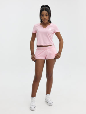 True Religion Tri Script Baby Tee Candy Pink