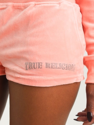 True Religion Crystal Lips Velour Hot Shorts Desert Flower-True Religion