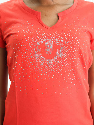 True Religion Crystal Hs Tee Poppy Red