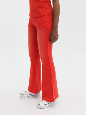 True Religion Washed Lr Paneled Flared Pants Flame Scarlet-True Religion
