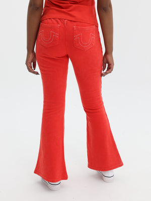 True Religion Washed Lr Paneled Flared Pants Flame Scarlet-True Religion