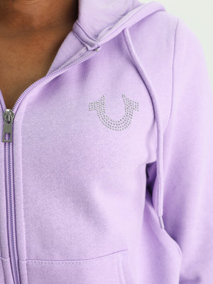 True Religion Arch Hs Glitter Zip Hoodie Lavendula-True Religion