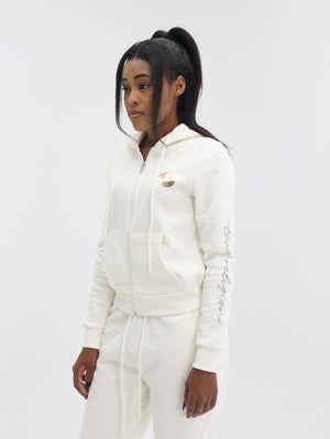 True Religion Hs Script Zip Hoodie Winter White-True Religion