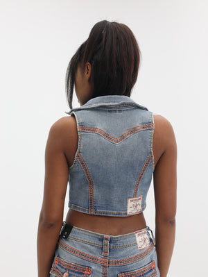 True Religion Denim Vest Super Qt Peak Spot-True Religion