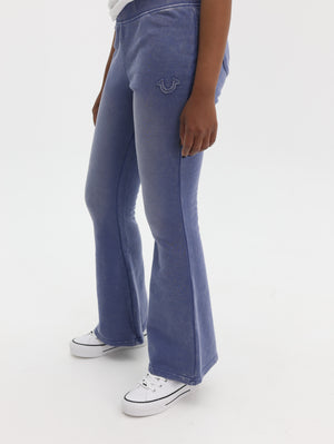 True Religion Washed Lr Paneled Flared Pants Grey Blue-True Religion