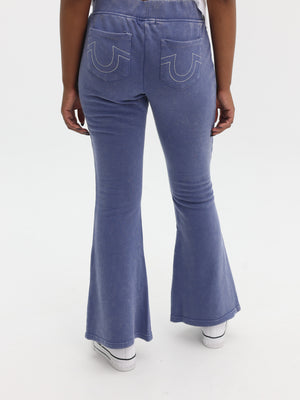 True Religion Washed Lr Paneled Flared Pants Grey Blue-True Religion