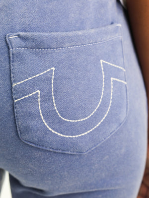 True Religion Washed Lr Paneled Flared Pants Grey Blue-True Religion