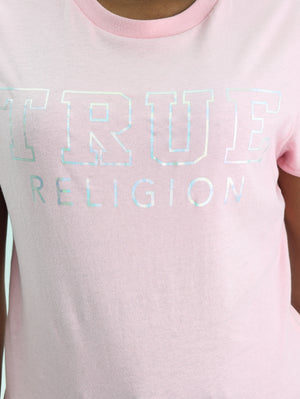 True Religion Irides Tr Crew Tee Candy Pink-True Religion