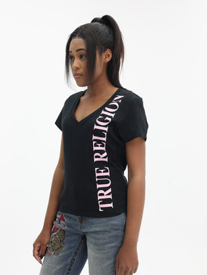 True Religion Vertical Tr V Nk Tee Jet Black-True Religion