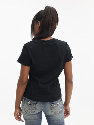 True Religion Vertical Tr V Nk Tee Jet Black-True Religion