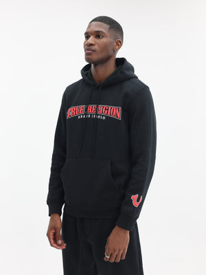 True Religion Arch Po Hoodie Heather Grey-True Religion