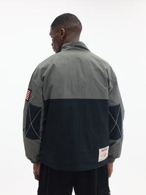 True Religion Color Block Windbreaker Jet Black-Granite Grey-True Religion