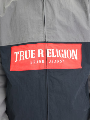 True Religion Color Block Windbreaker Jet Black-Granite Grey-True Religion